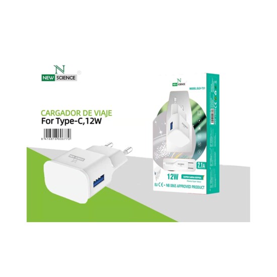NEW SCIENCE CHARGER 12W WITH TYPE-C CABLE SLD-T31 NEW SCIENCE CHARGER 12W WITH TYPE-C CABLE SLD-T31